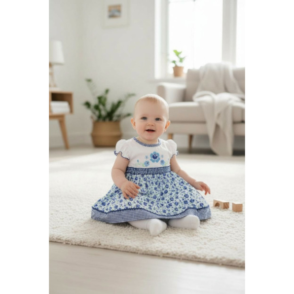 New Baby Girl Dress Set with matching headband underwear size 6 to 9 months - Picture 2 of 3